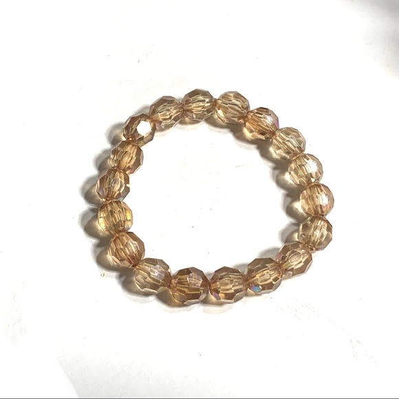 Clear Champagne Color Multi Faceted Prism Beads Stretch Bracelet - Picture 5 of 5
